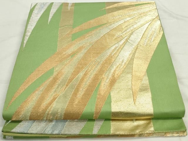 平和屋着物◎西陣 六通柄袋帯 笹竹文 金銀糸 正絹 逸品