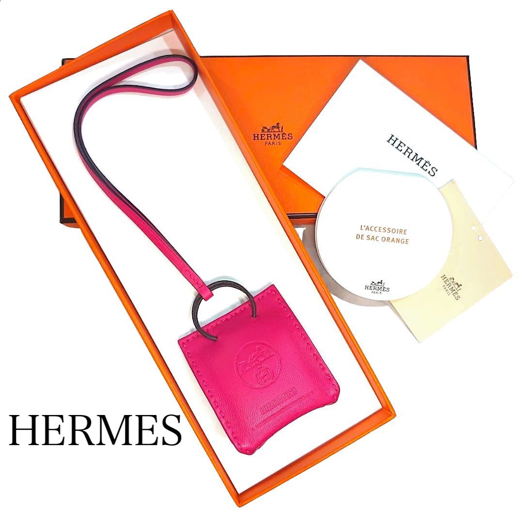 未使用 HERMES エルメス チャーム サックオランジュ アニョーミロ レザー ピンク ローズメキシコ 079065CA Y刻印 2020年製  バッグチャーム - メルカリ