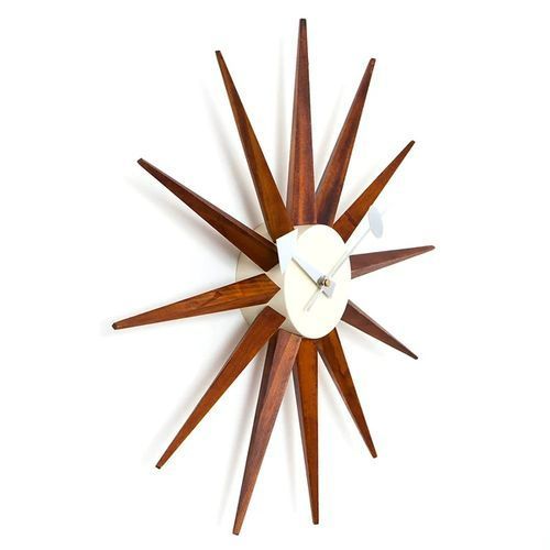 時計 壁掛け時計 掛け時計 ウォールクロック 壁時計 クロック インテリア雑貨 リビング 寝室 書斎 おしゃれ シンプル モダン 壁掛け 壁面 ミッドセンチュリー アメリカンテイスト サンバーストクロック ブラウン