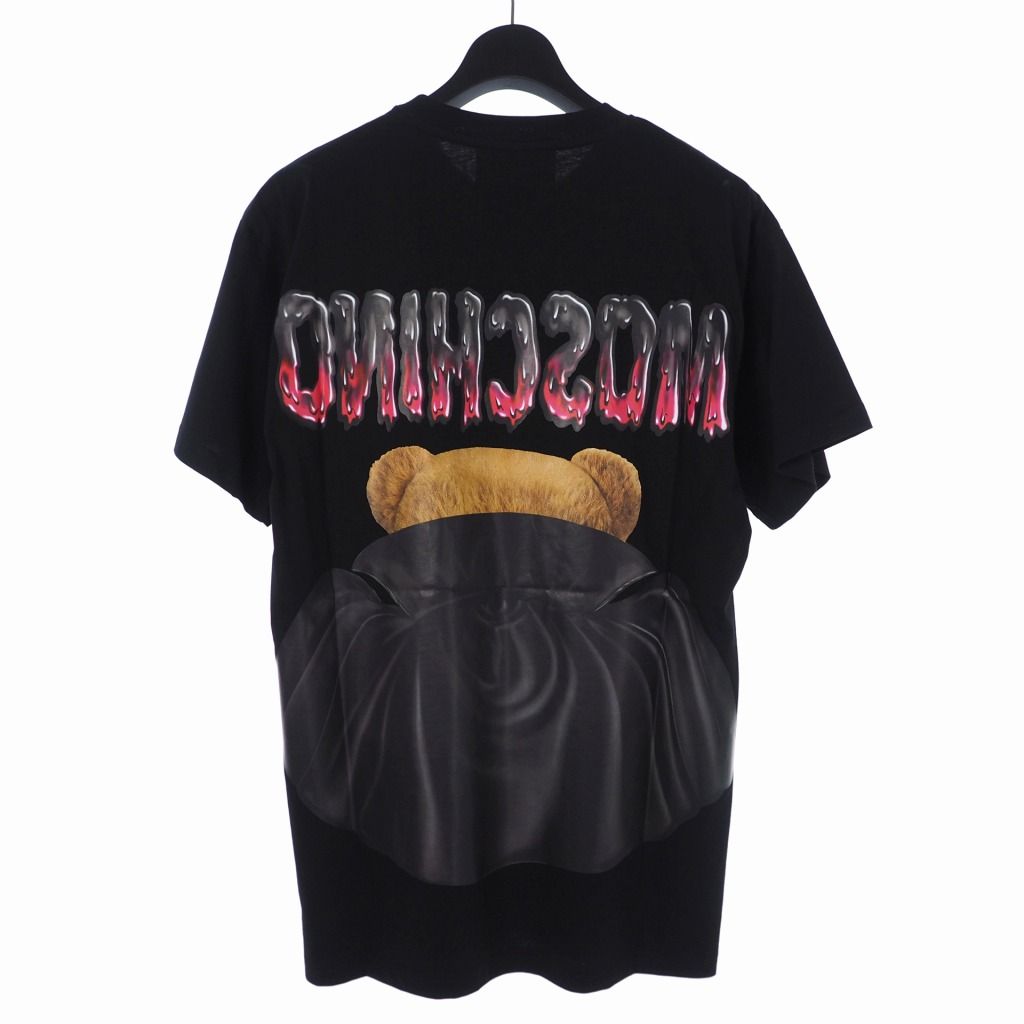 モスキーノ MOSCHINO 20SS バッド テディベア プリント Tシャツ カットソー 半袖 M ブラック 黒 A0711