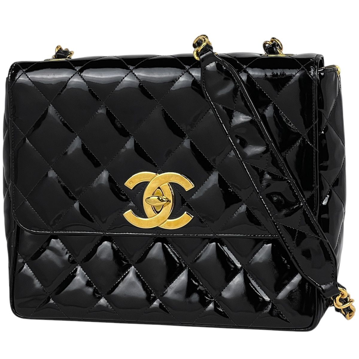 シャネル　マトラッセ　パテントレザー　フリンジ　チェーンショルダーバッグ　277 CHANEL - シャネル マトラッセ パテントレザー フリンジ チェーン