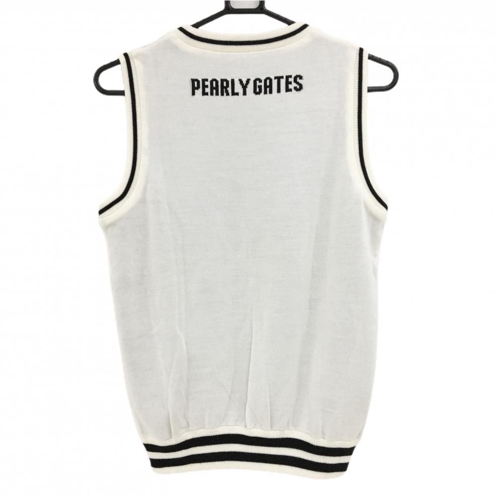 パーリーゲイツ リバーシブルニットベスト 白×ネイビー ウール混 レディース 1 M ゴルフウェア PEARLY GATES