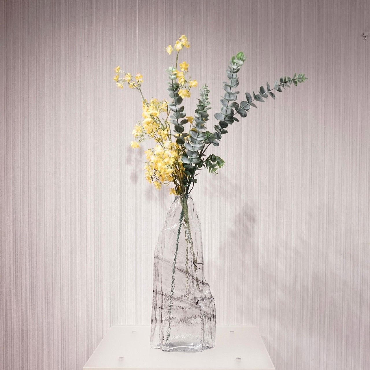 フラワーベース ガラス 花瓶 造花付き モダン 北欧 オブジェ 小物 モデルルーム 展示品