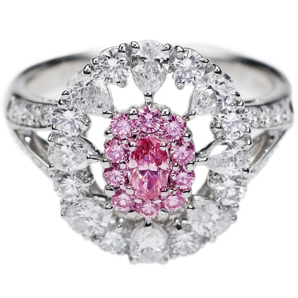 Pt950 天然ビビッドピンクダイヤモンド リング 0.16ct FVPP PD0.23ct 