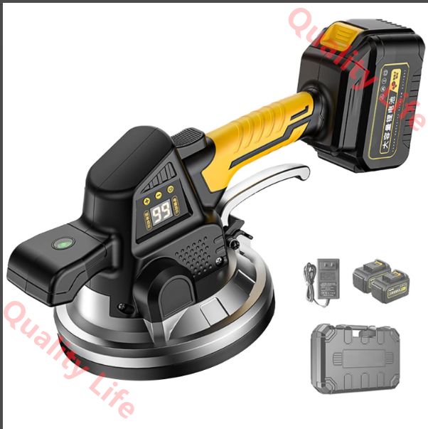 電気タイル張り機 タイル振動ツール 9段調整 振動数280000r min 吸着量1000kg 吸盤直径190mm 面積350cm未満 自動床敷設ツール 充電式 ポータブル タイルタイル張り機 片手 軽量 床 壁タイル適用 20000mah