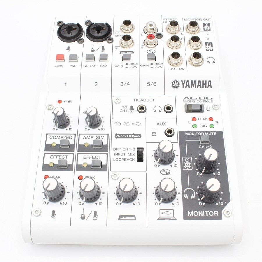 ヤマハ ウェブキャスティングミキサー AG06 6チャンネル ミキシングコンソール ホワイト YAMAHA 本体