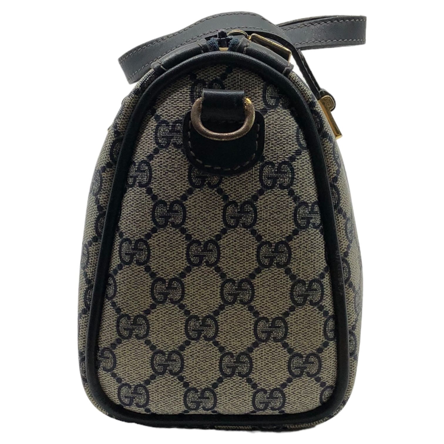 GUCCI(グッチ) GG pattern canvas leather mini Boston bag GG 柄 キャンバス レザー ミニ ボストン バッグ ネイビー 087 OLD GUCCI ハンド