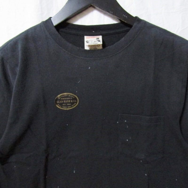 未使用 GLADHAND グラッドハンド 長袖Tシャツ GLADHAND-25 USED加工 ポケット POCKET L/S T-SHIRTS ブラック 黒 S タグ付き 27106839