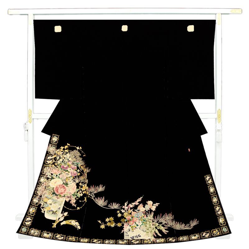 122）黒留袖（加賀友禅？）平成両陛下展覧・献上品 お急ぎ便】本加賀友禅 黒留袖 No.CA-1622-Sサイズのレンタル