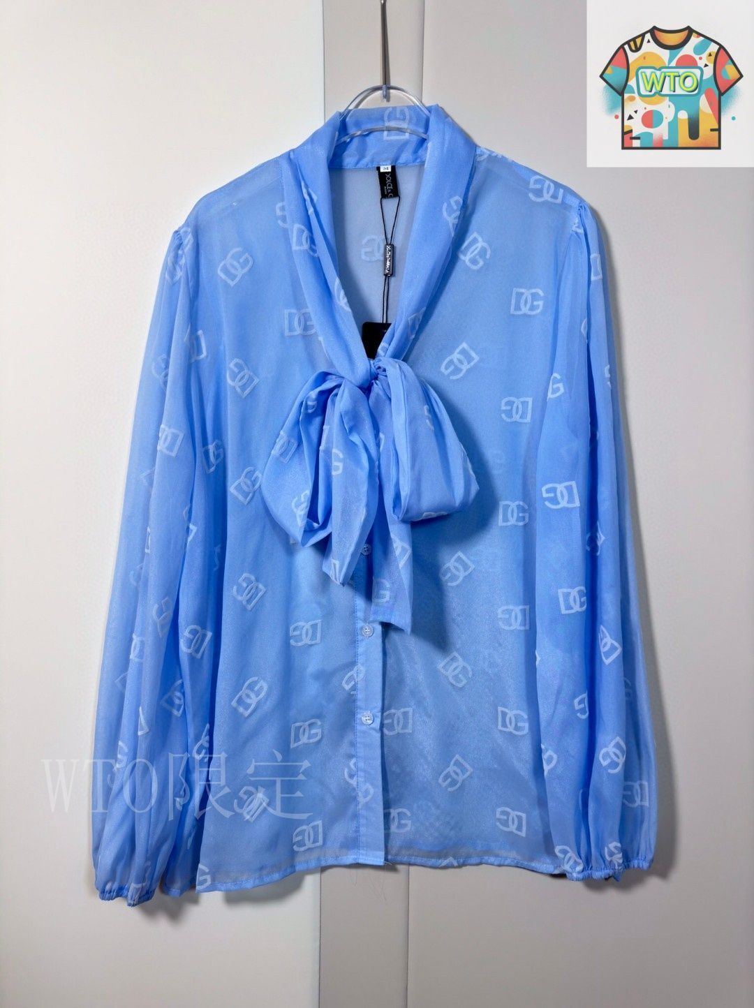 今日WTO】Dolce&Gabbana New Women's Sky Blue Logo Print Bow
