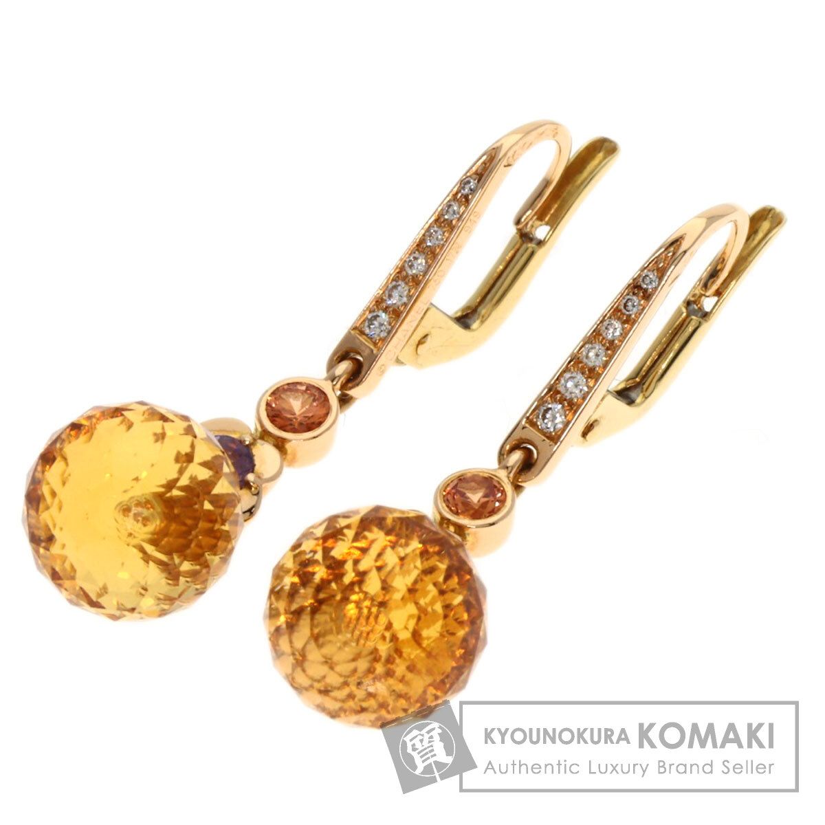 CHANEL シャネル マドモアゼル シトリン サファイア ダイヤモンド ピアス K18YG レディース