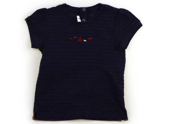 ファミリア familiar Tシャツ・カットソー 100 女の子 ネイビー黒ボーダー 子供服 ベビー服 キッズ（998037）