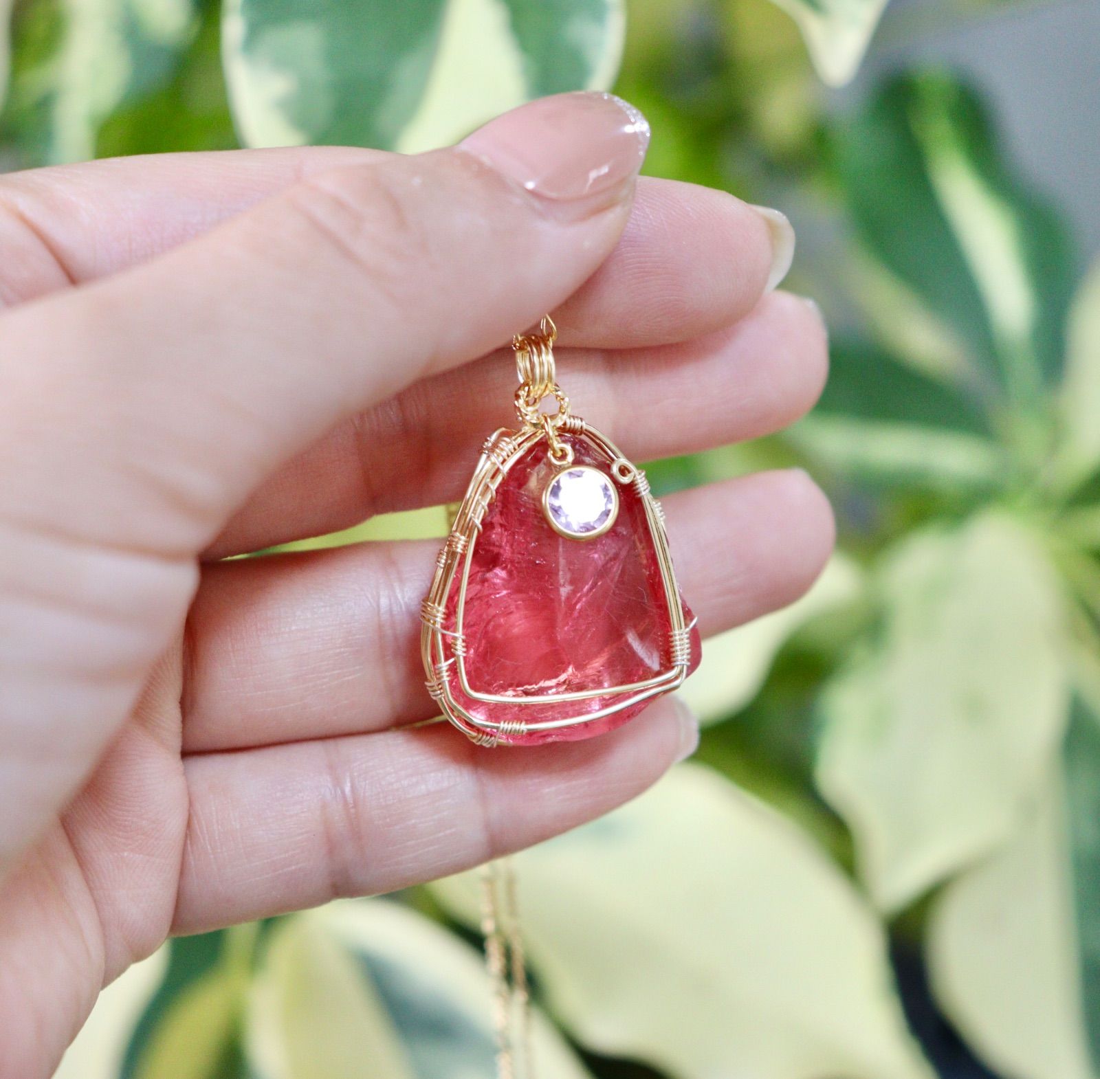 りーこページ⟡アンダラクリスタルのワイヤージュエリーネックレス✧ペンダント アンダラクリスタルのワイヤージュエリーネックレス✧イエロー