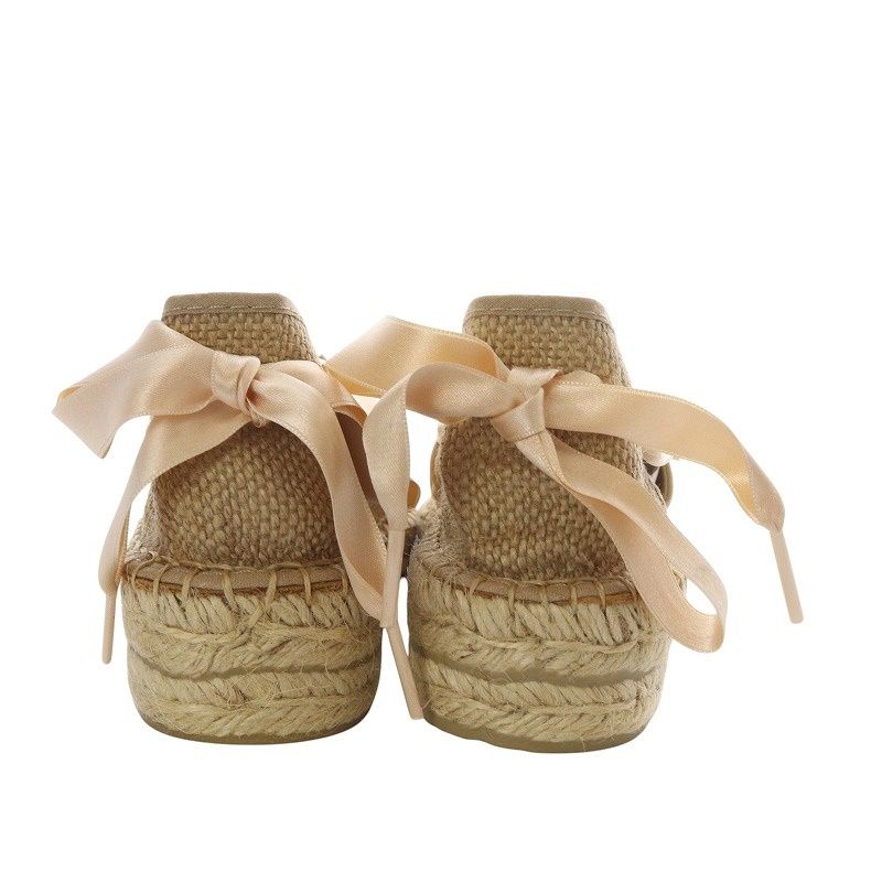 ナギサ NAGUISA サンダル エスパドリーユ サテンリボン 37 ベージュ  
