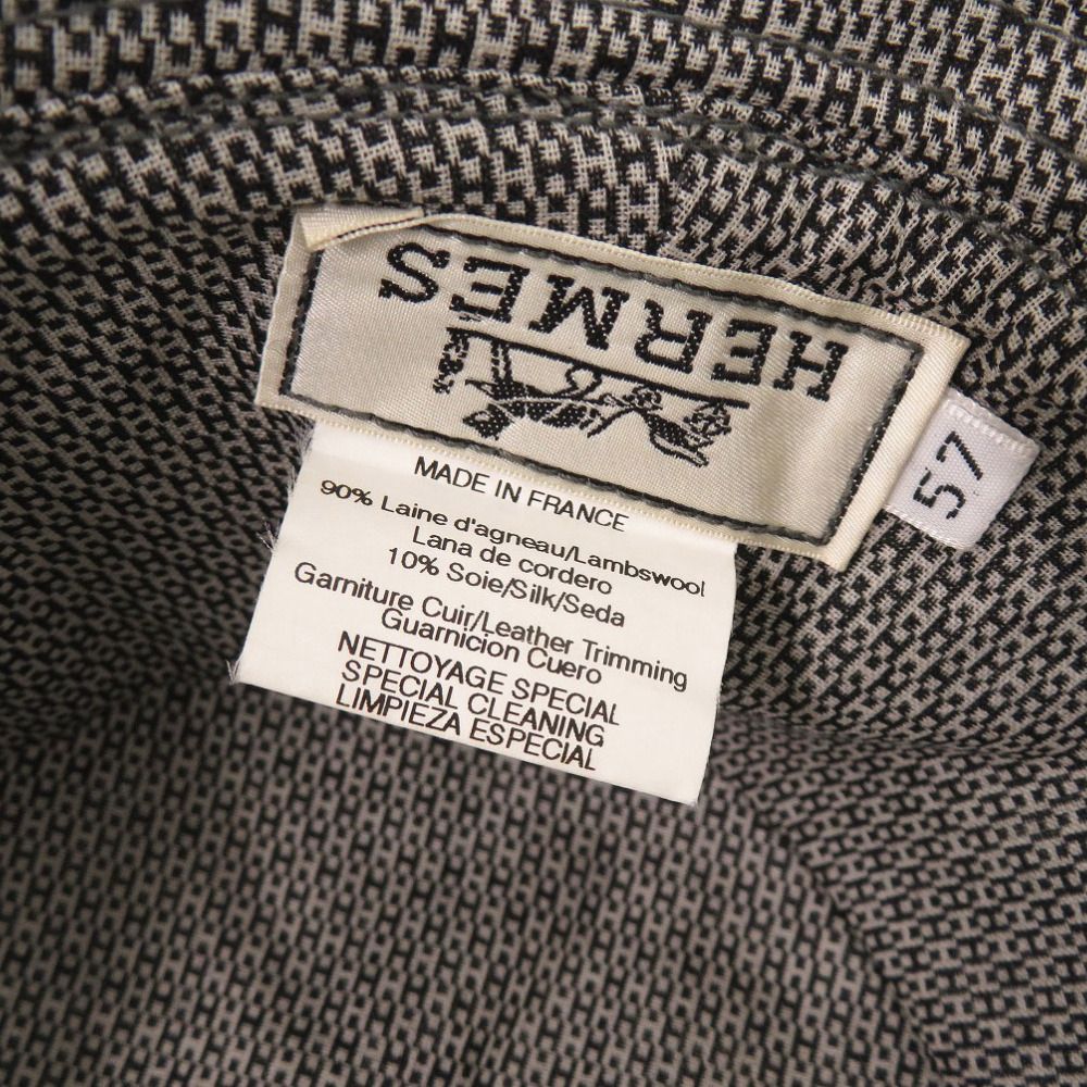 美品 エルメス バケットハット Hデザイン ウール レザー