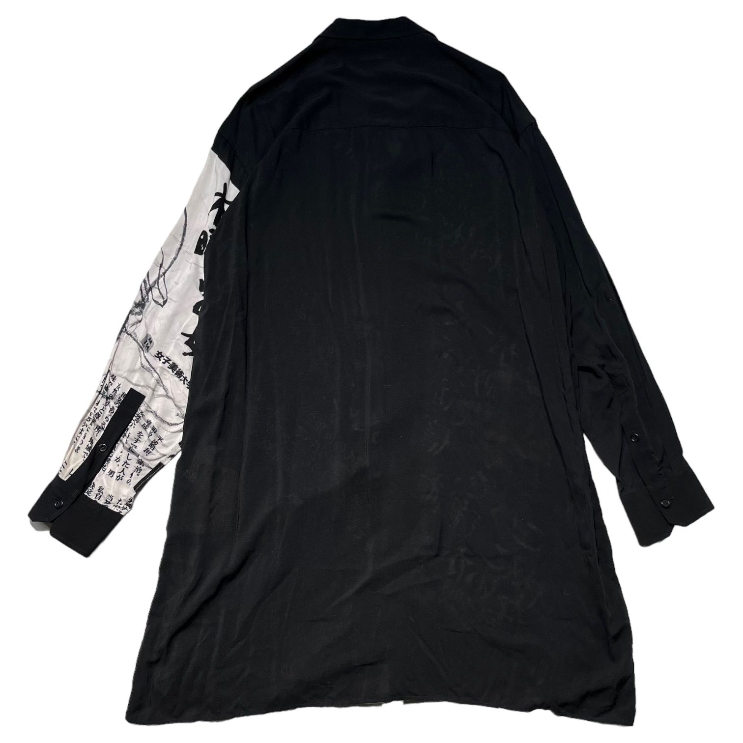 BLACK Scandal Yohji Yamamoto(ブラックスキャンダルヨウジヤマモト) 19SS 肉体への深い信頼 レーヨン ロング シャツ  HH-B57-836 3(L) ブラック 開襟 オープンカラー - メルカリ