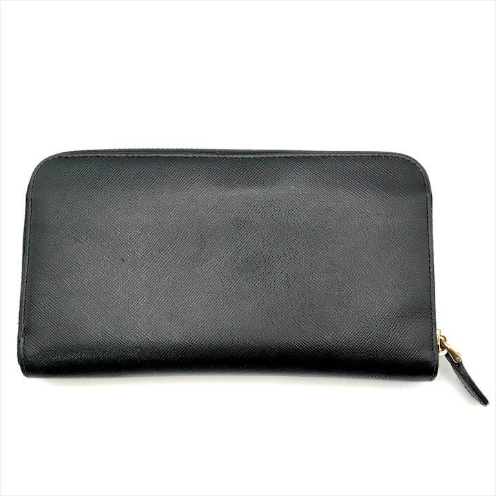 良品 PRADA プラダ ビッグロゴ サフィアーノ ラウンドファスナー