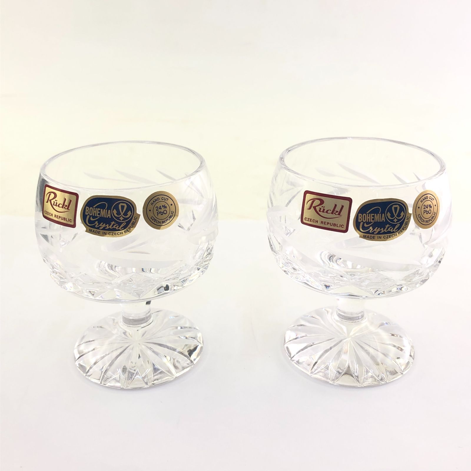 ボヘミアクリスタルガラス ペアワイングラス チェコ き ボヘミアガラス