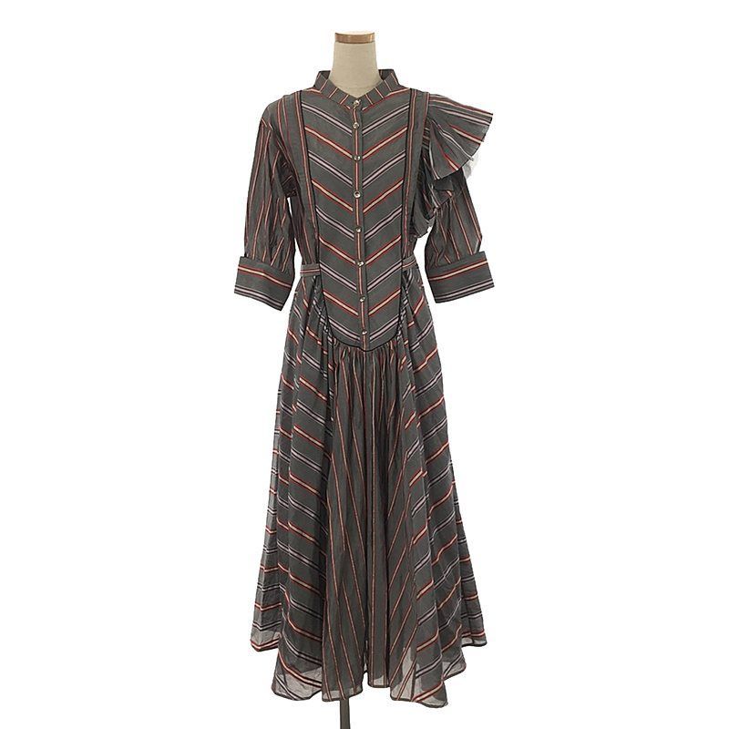 【新品タグ付き】RUMCHE ラムシェワンピース RUMCHE / ラム・シェ | Silk Cotton Stripe One-piece ワンピース | F