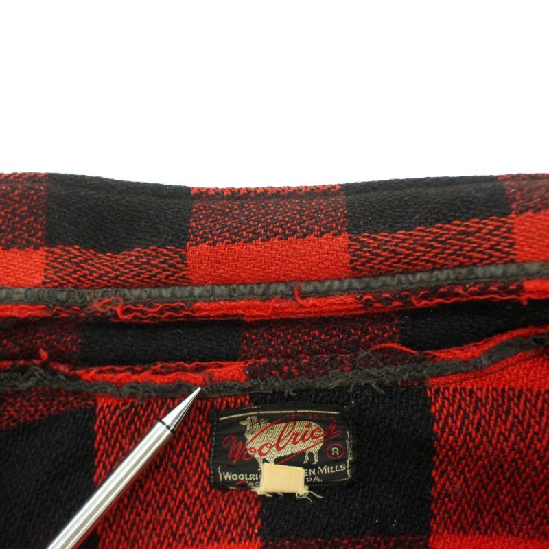 50s vintage WOOLRICH ブロックチェック柄 ウール 長袖シャツ メンズ L