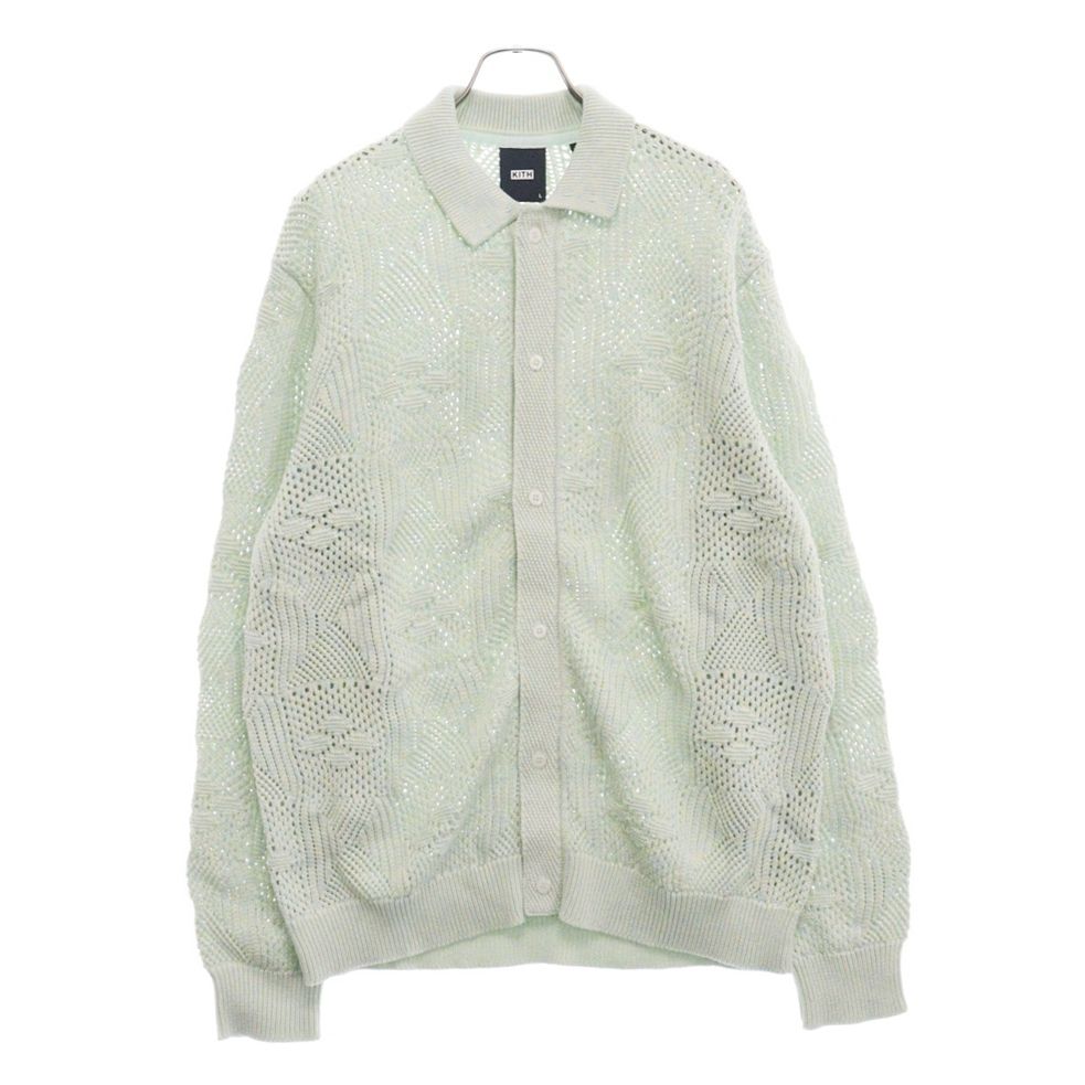 KITH (キス) Tilden Crochet Buttondown クロシェ ニットロングスリーブシャツ グリーン KHM031071