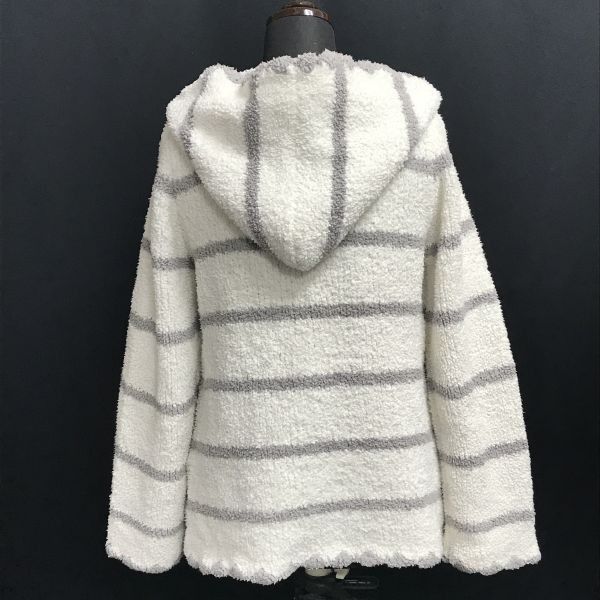 ジェラートピケ★ボーダー柄/ルームウェア/ジップアップパーカー【レディースF/白×グレー/white×gray】Jacket/Jumper◆cBH589-b ジェラートピケ☆ボーダー柄/ルームウェア/ジップアップパーカー