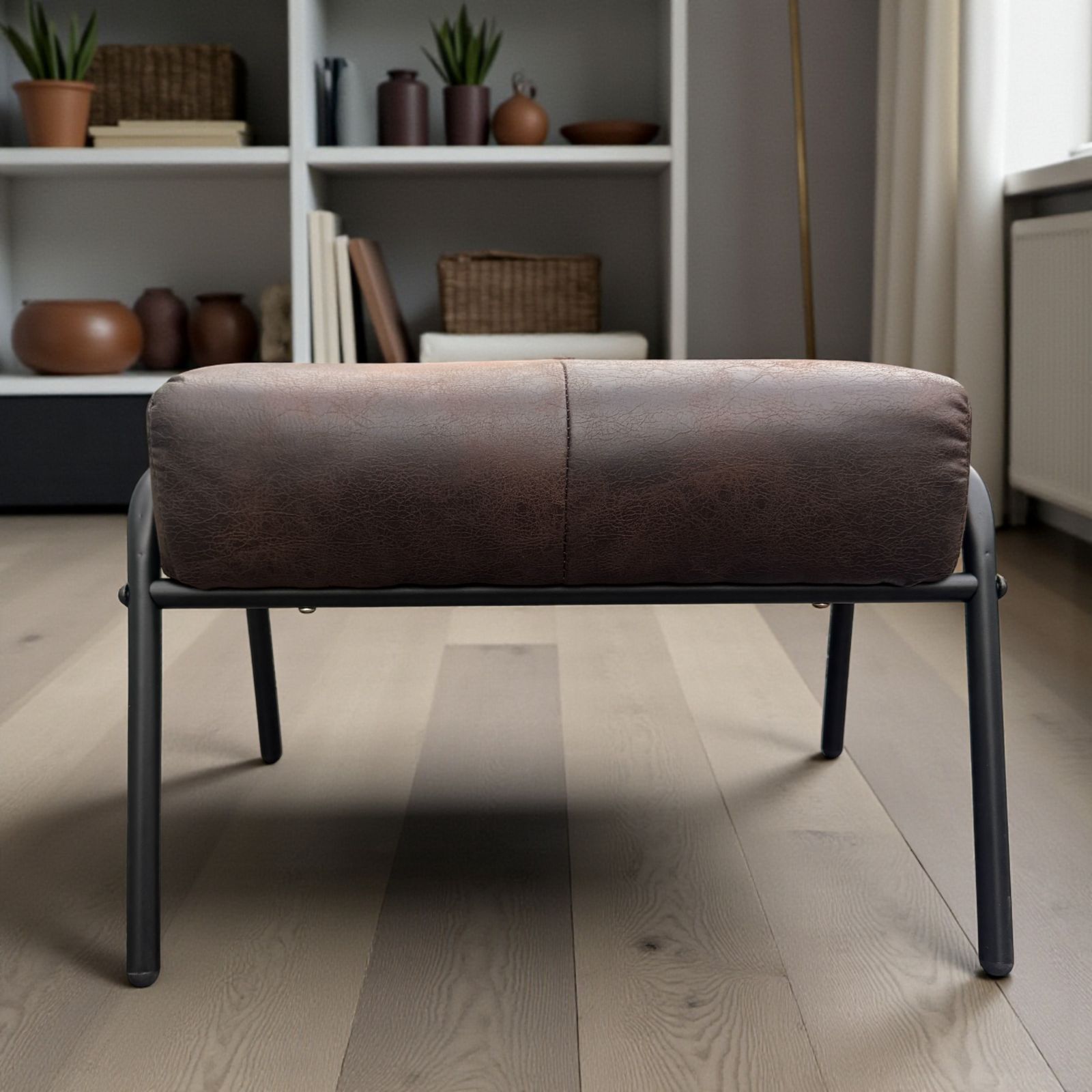 新品】K【幅55cm】ヴィンテージスタイル オットマンチェア スツール