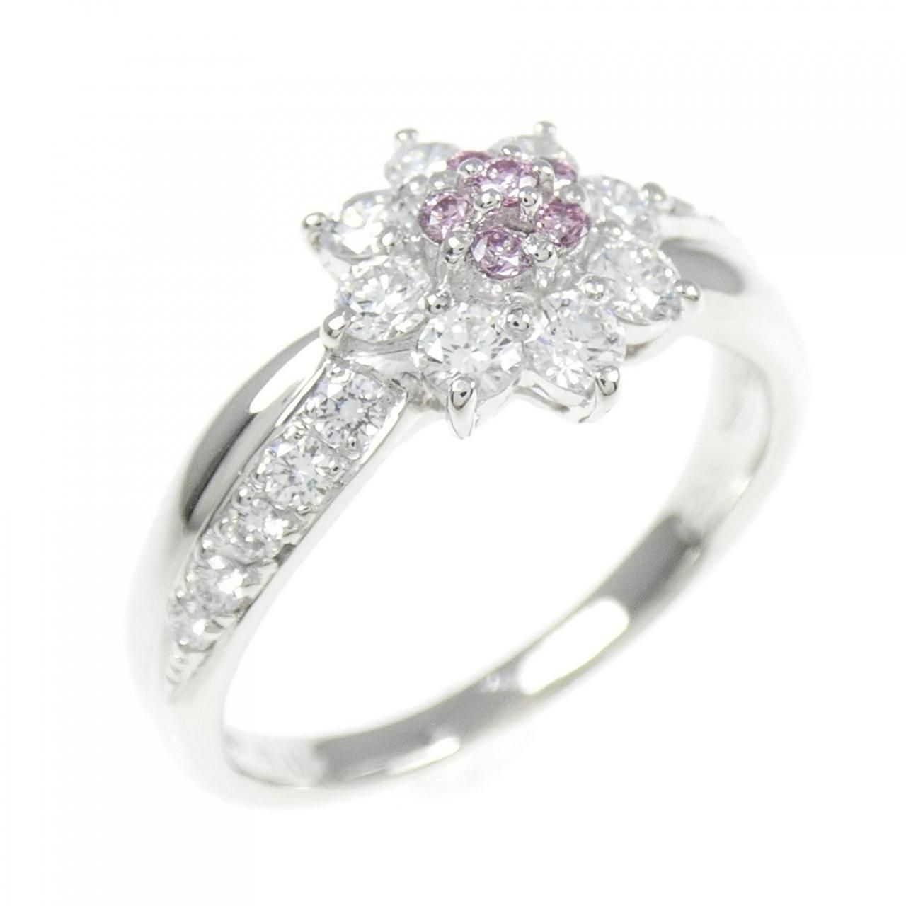 PT900 フラワー ピンクダイヤモンド リング 0.07CT