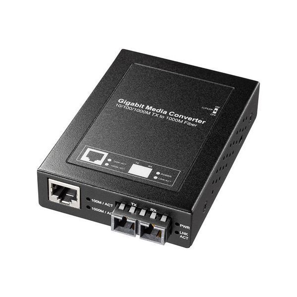 サンワサプライ 光メディアコンバータ ギガビット対応 ブリッジ マルチモード ブラック LAN-EC212CB