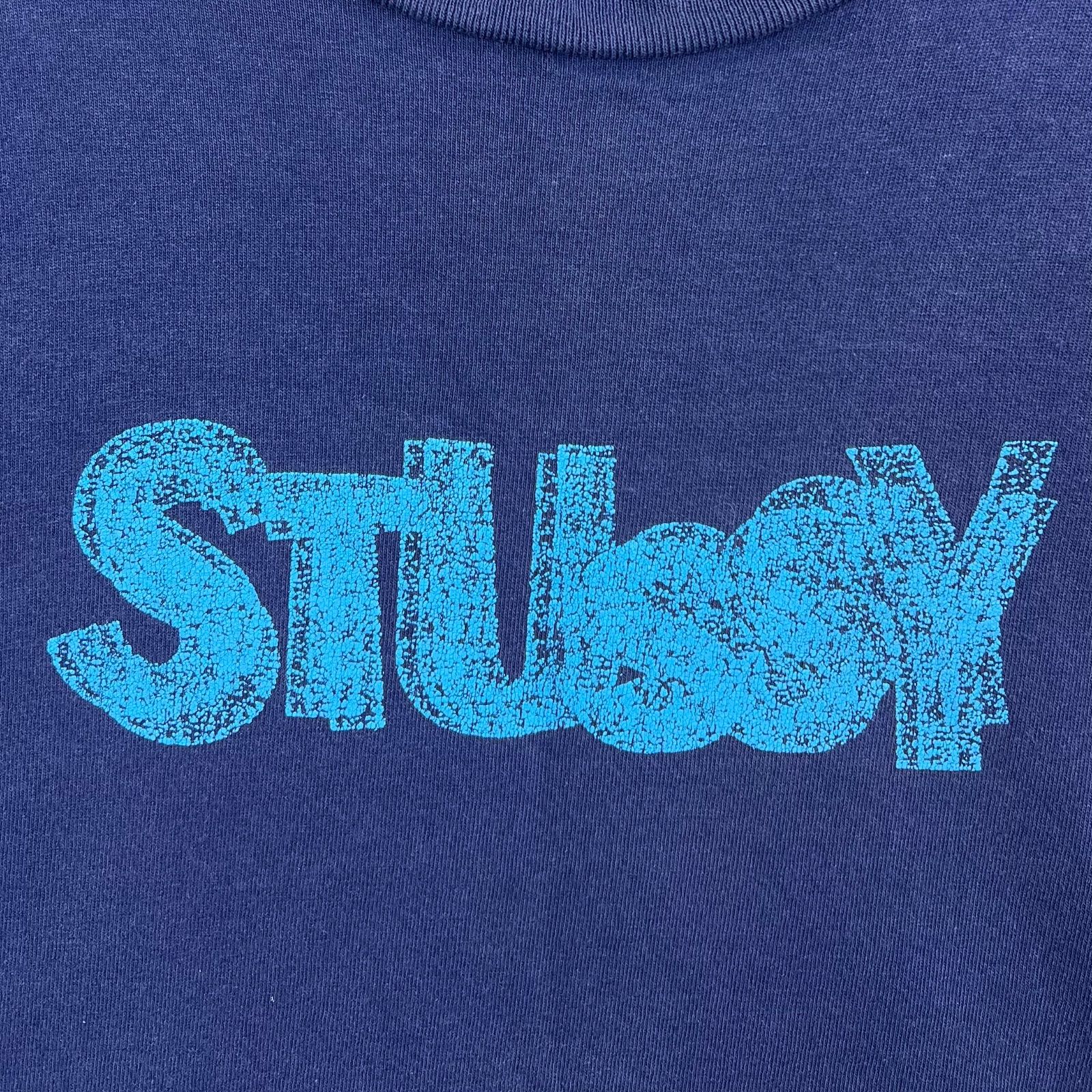 stussy 90s USA motion logo S/S Tee L fade navy old archive