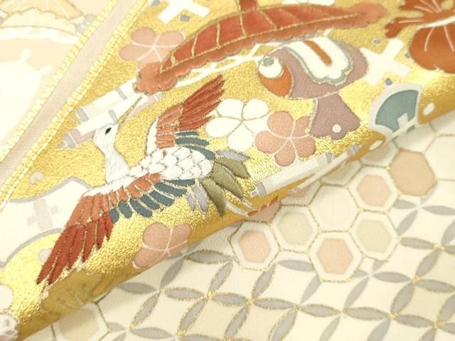 平和屋着物○創業460年・千總 色留袖 駒刺繍 菱取り飛鶴宝尽くし