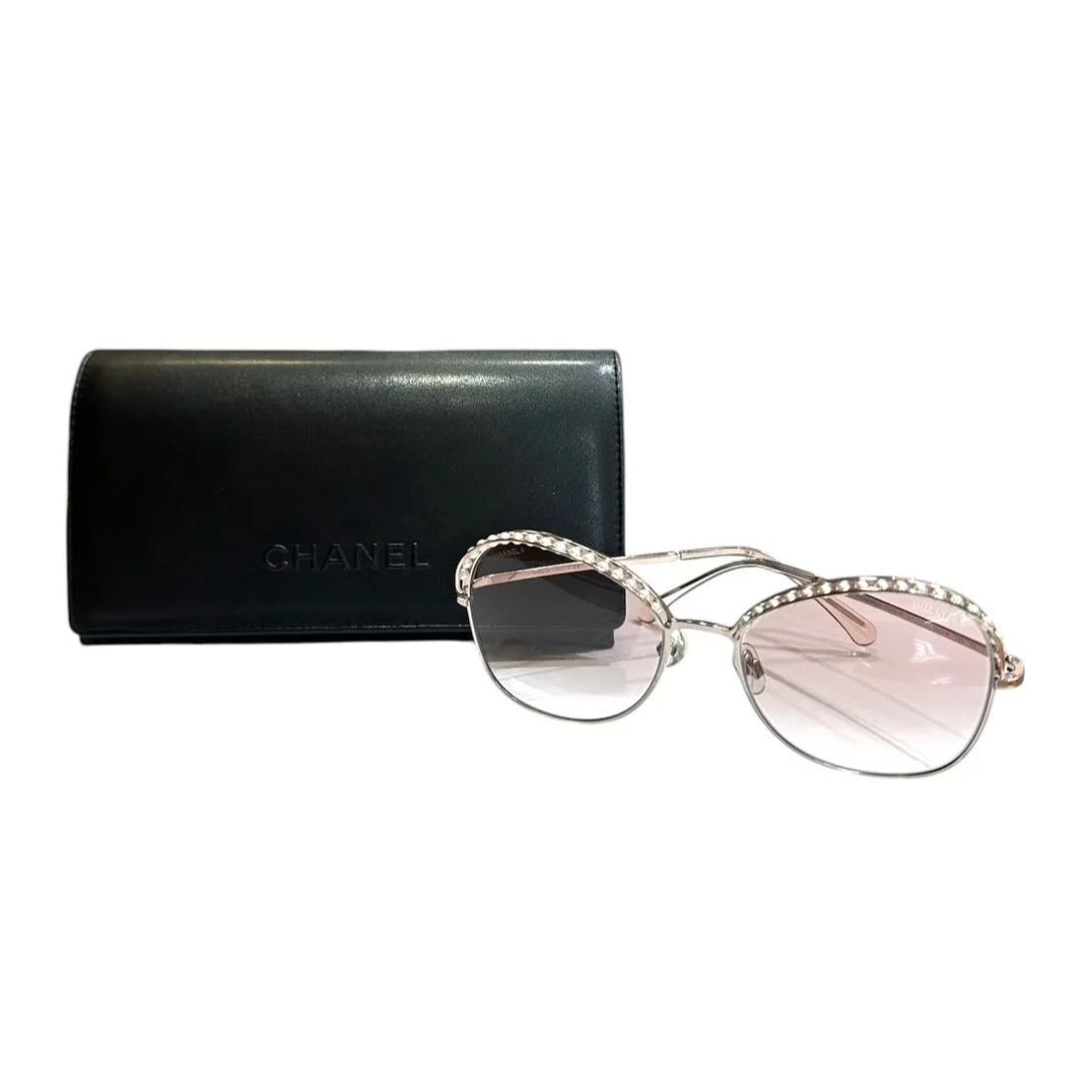 CHANEL 未使用品 シャネル フェイクパール サングラス ラウンド
