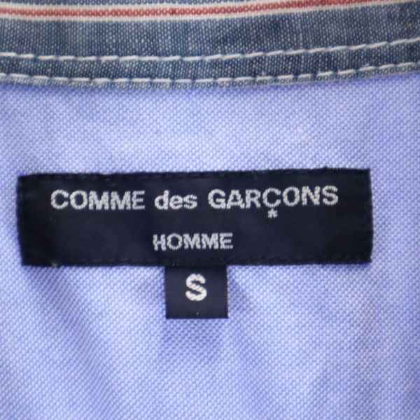 コムデギャルソンオム 2011年 ストライプ柄 半袖 シャツ S 紺×赤 COMME des GARCONS HOMME 日本製 シャンブレー メンズ  【中古】 【220701】 メール便可