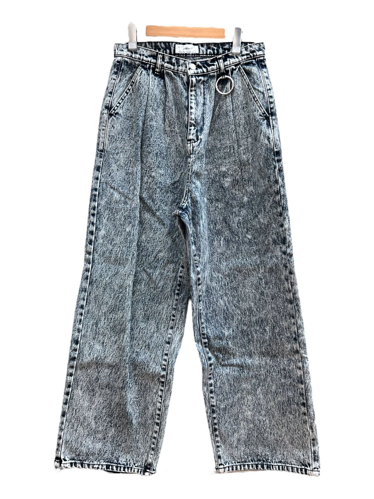  ADRER (アドラー) ヴィンテージ メイク ワイド テーパード デニムパンツ ケミカルウォッシュ カラビナ付き L ブルー メンズ/028 その他