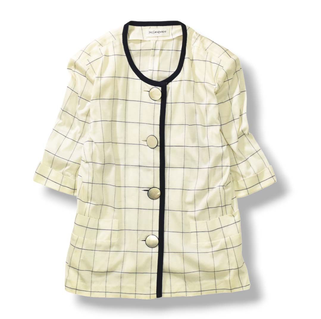 イヴ・サンローラン Yves Saint Laurent チェック柄ブルゾン Yves