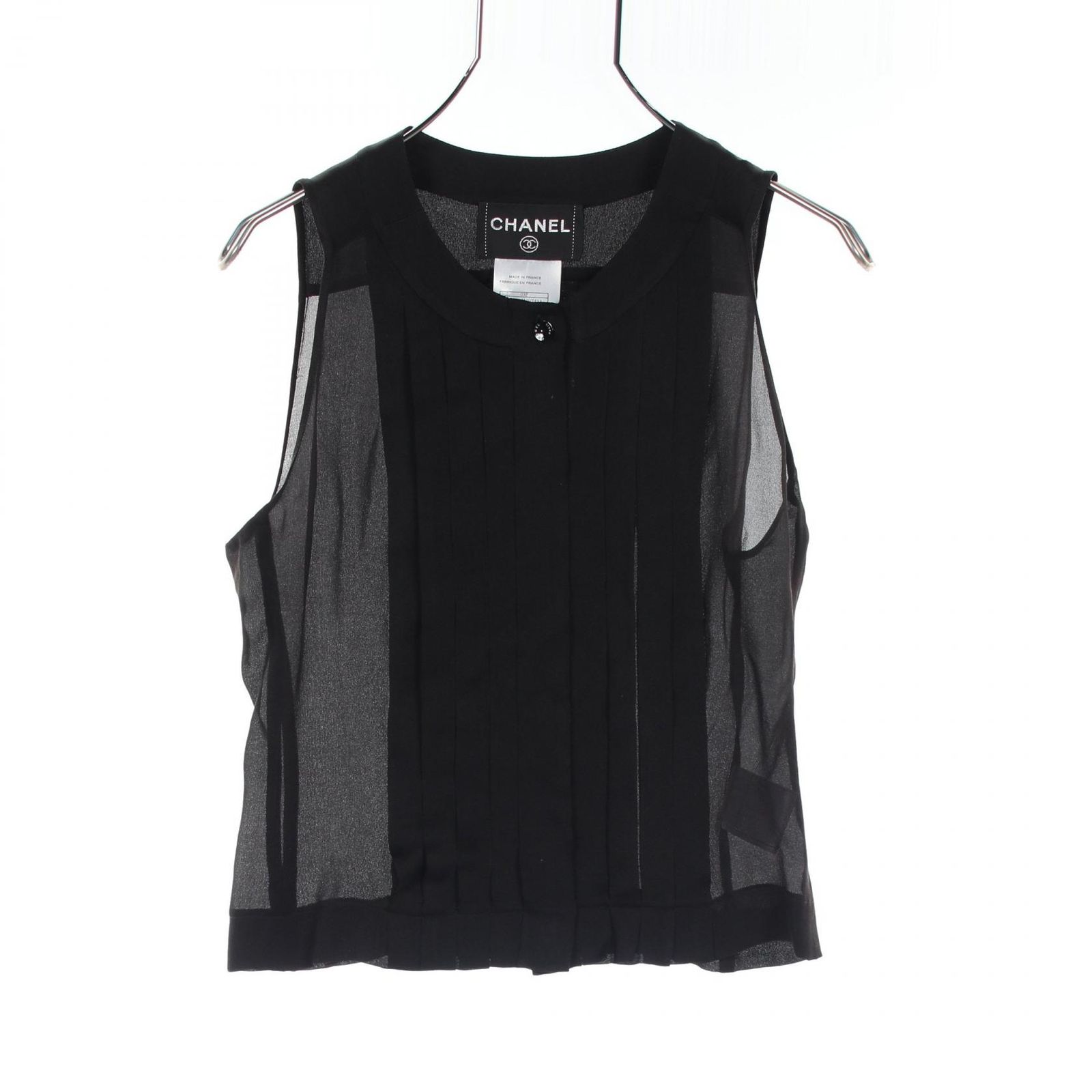 シャネル CHANEL ブラウス P20804 ブラック シルク ノースリーブ 