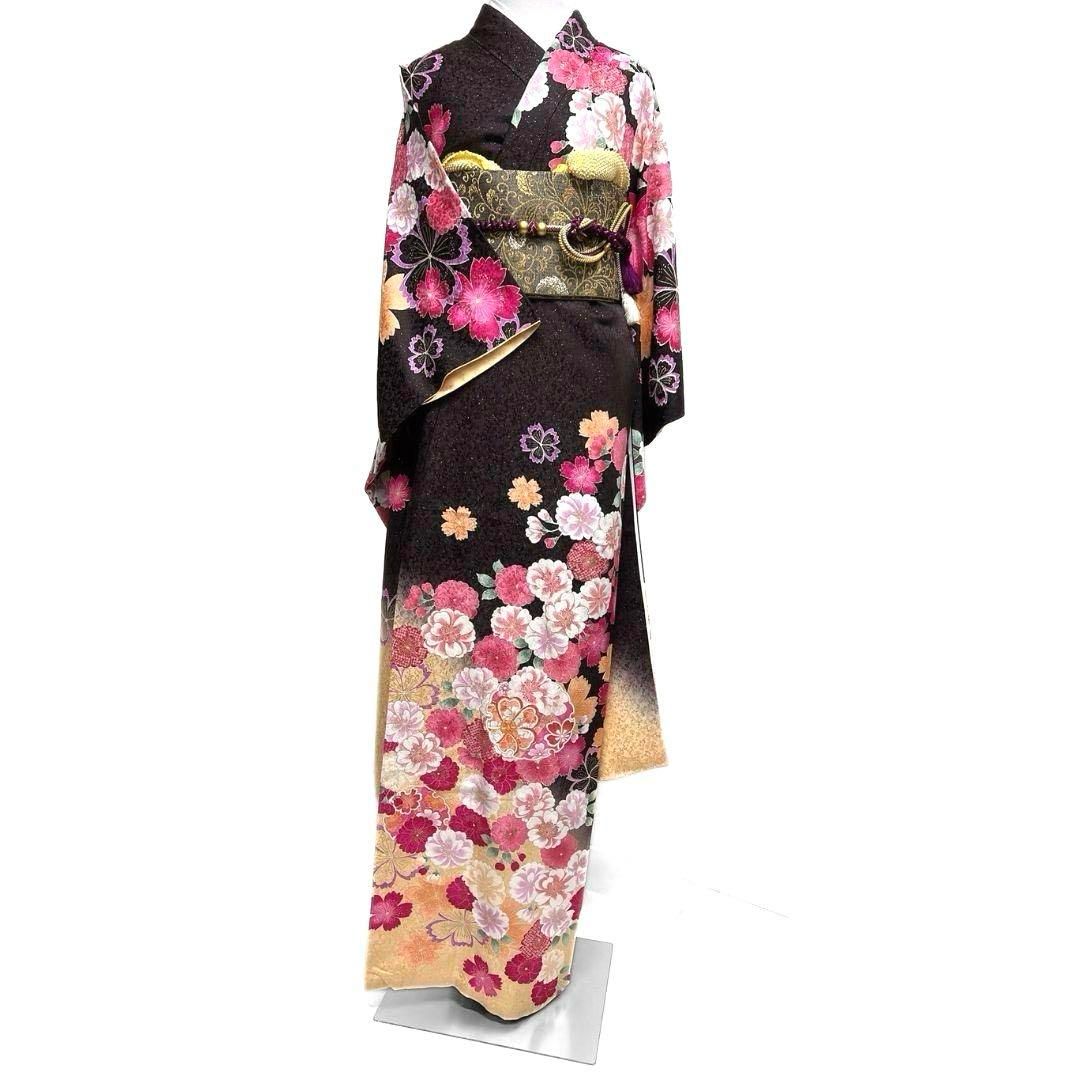 振袖 金駒刺繍 銀通し 桜花模様 花模様 成人式 晴れの日 着物 044a p