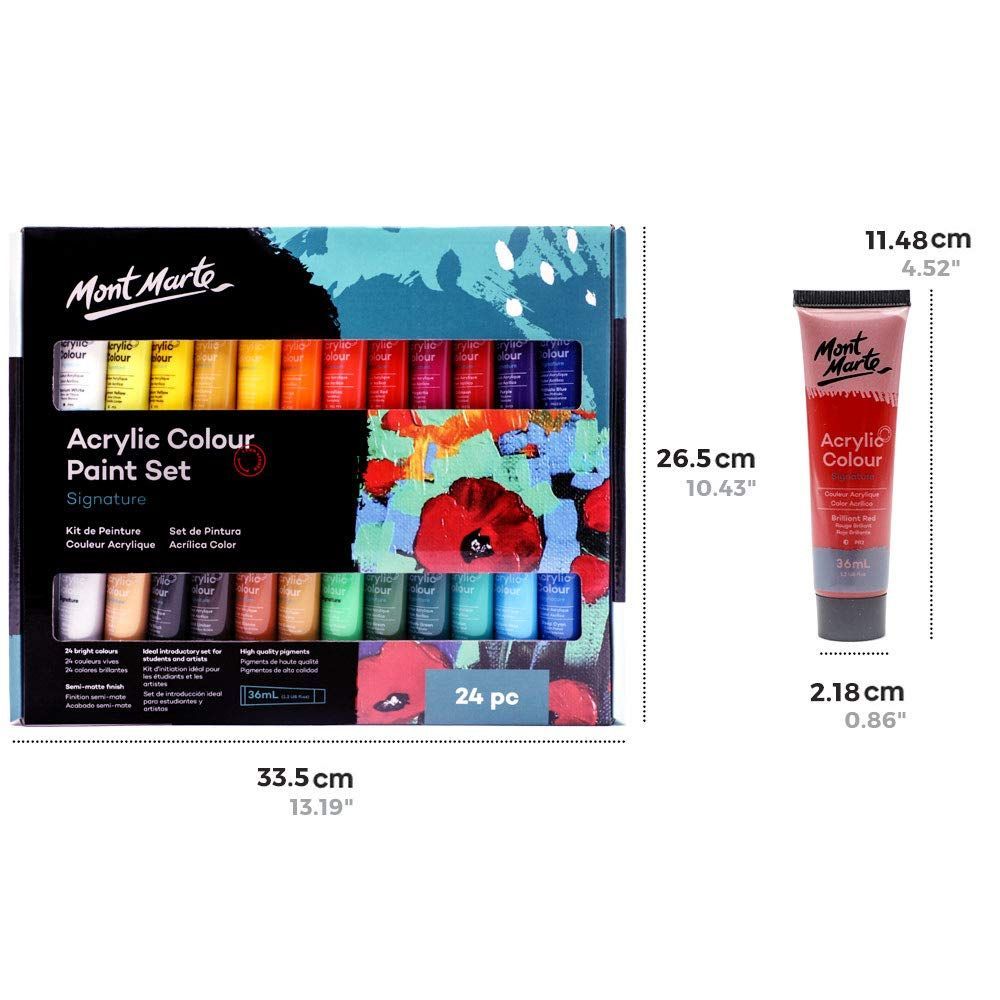 (未使用･未開封品)　Mont Marte アクリル ペイントセット 24色36ml 完璧なセット ファブリック、キャンバス、木製品、レザー、ダンボール、セラミック、紙、MDF、Cra 6k88evb Amazon | Mont Marte アクリル ペイントセット 24色36ml