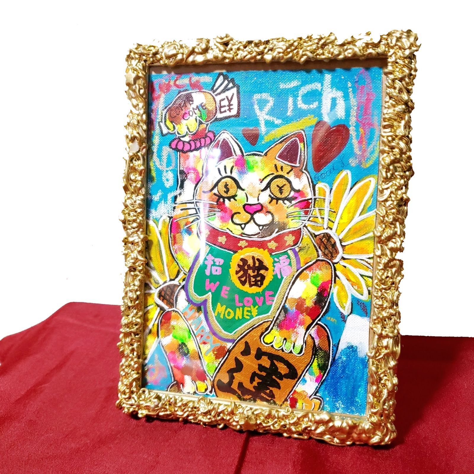 SALE/最終値下げ】招き猫, 現代アート 猫 イラスト 絵画 アート