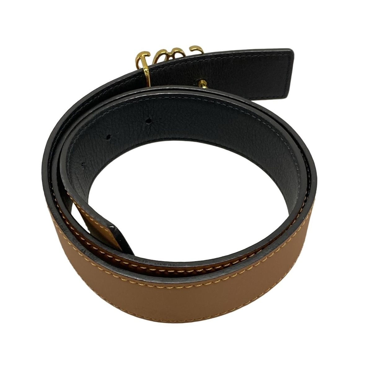 LOEWE ロエベ ベルト メンズ ロゴ ゴールド金具 ダークブラウン