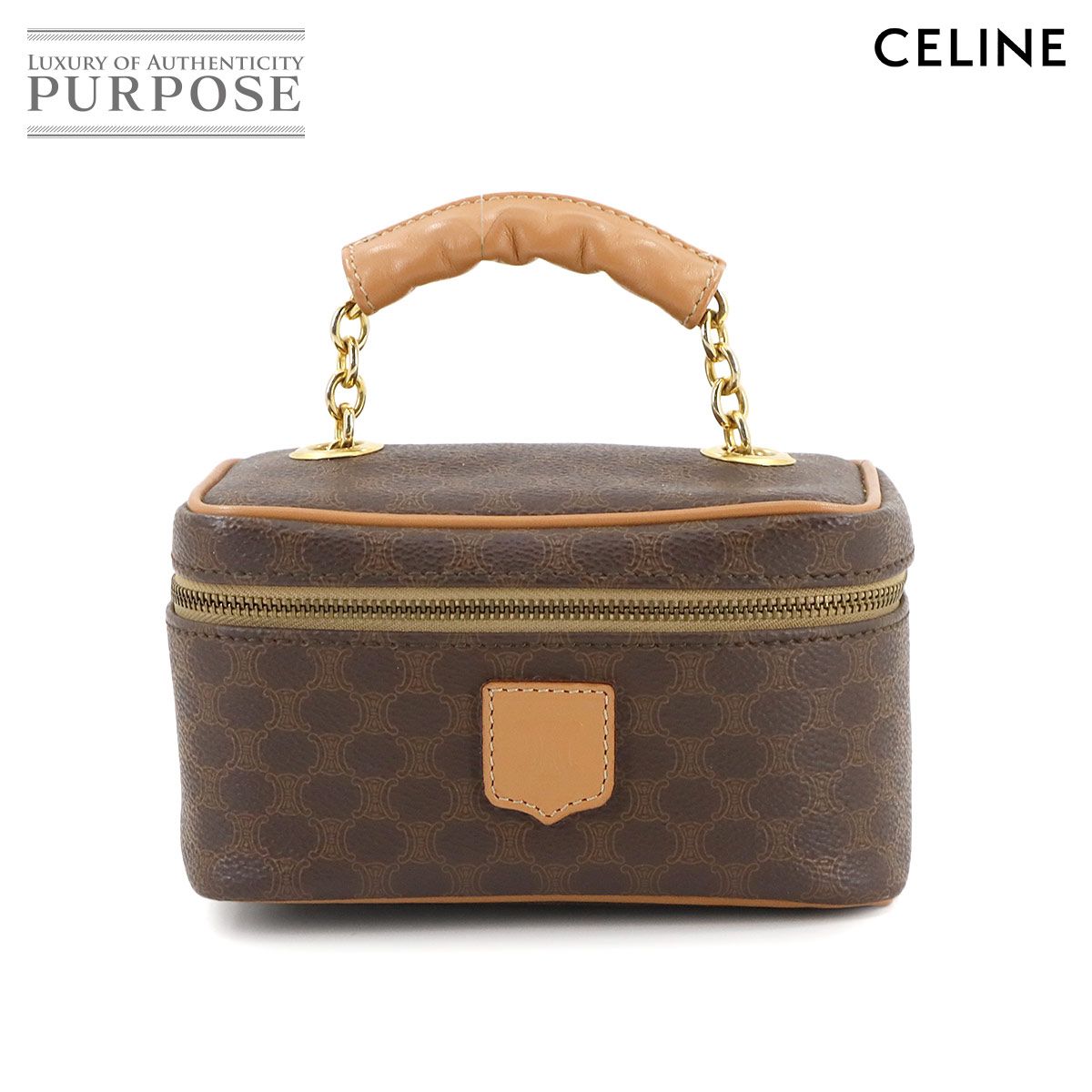 新品同様 セリーヌ CELINE マカダム柄 バニティ ハンド バッグ PVC 