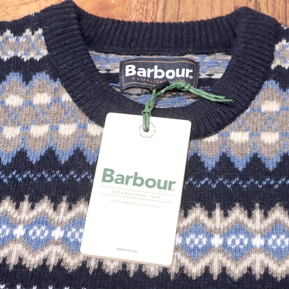 24AW/Barbour/Mサイズ/丸首ニット MKN1027BL92 ウール100