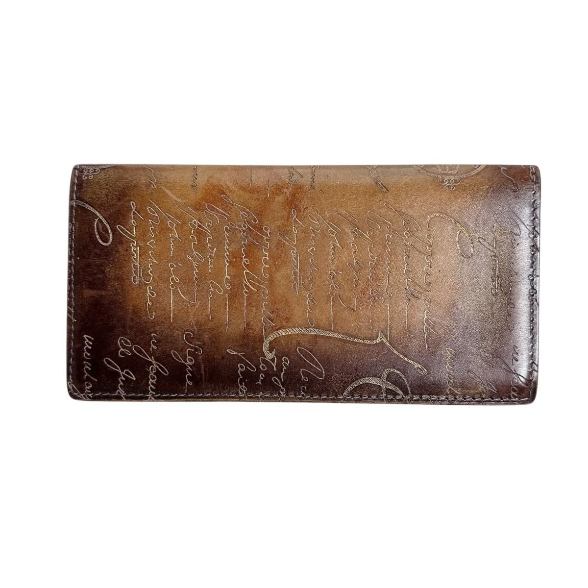 ベルルッティ 2つ折り長札入れ カリグラフィ 長財布 Berluti ブラウン