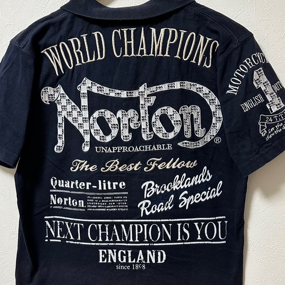 w^)b Norton ノートン 半袖 Tシャツ 襟付きTシャツ プリントT 刺繍入り