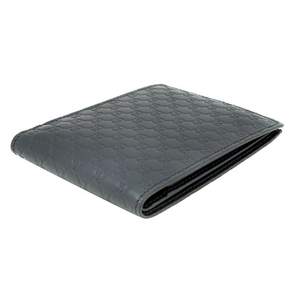 新品 グッチ GUCCI 2つ折り財布 マイクロ グッチ シマ ネイビー