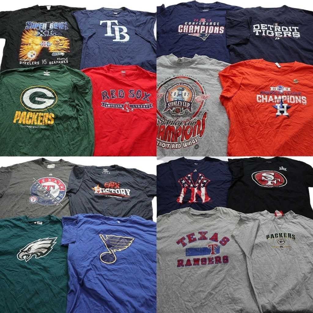 古着卸 プロチーム 半袖Tシャツ 16枚セット メンズ 2XL LEE NFL MLB NHL レンジャース ヤンキース 古着 NA2483