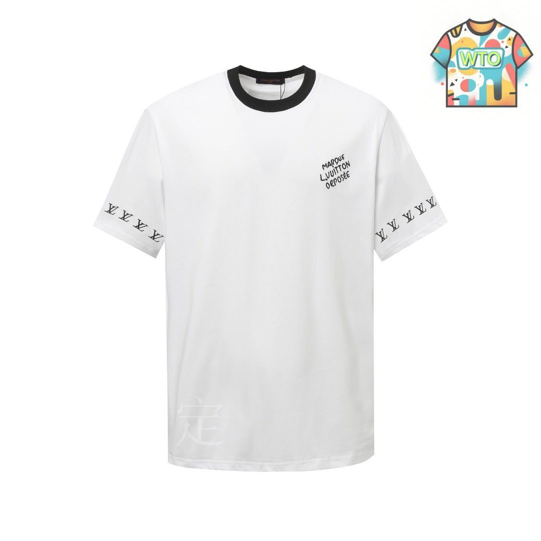 【可愛い♡】LOUIS VUITTON Tシャツ 今日特価】Louis Vuitton V シリーズ 刺繍 カップル T シャツ-2