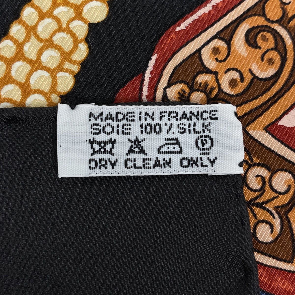 エルメス HERMES カレ 90 TIBET チベット スカーフ シルク ブラック マルチ レディース