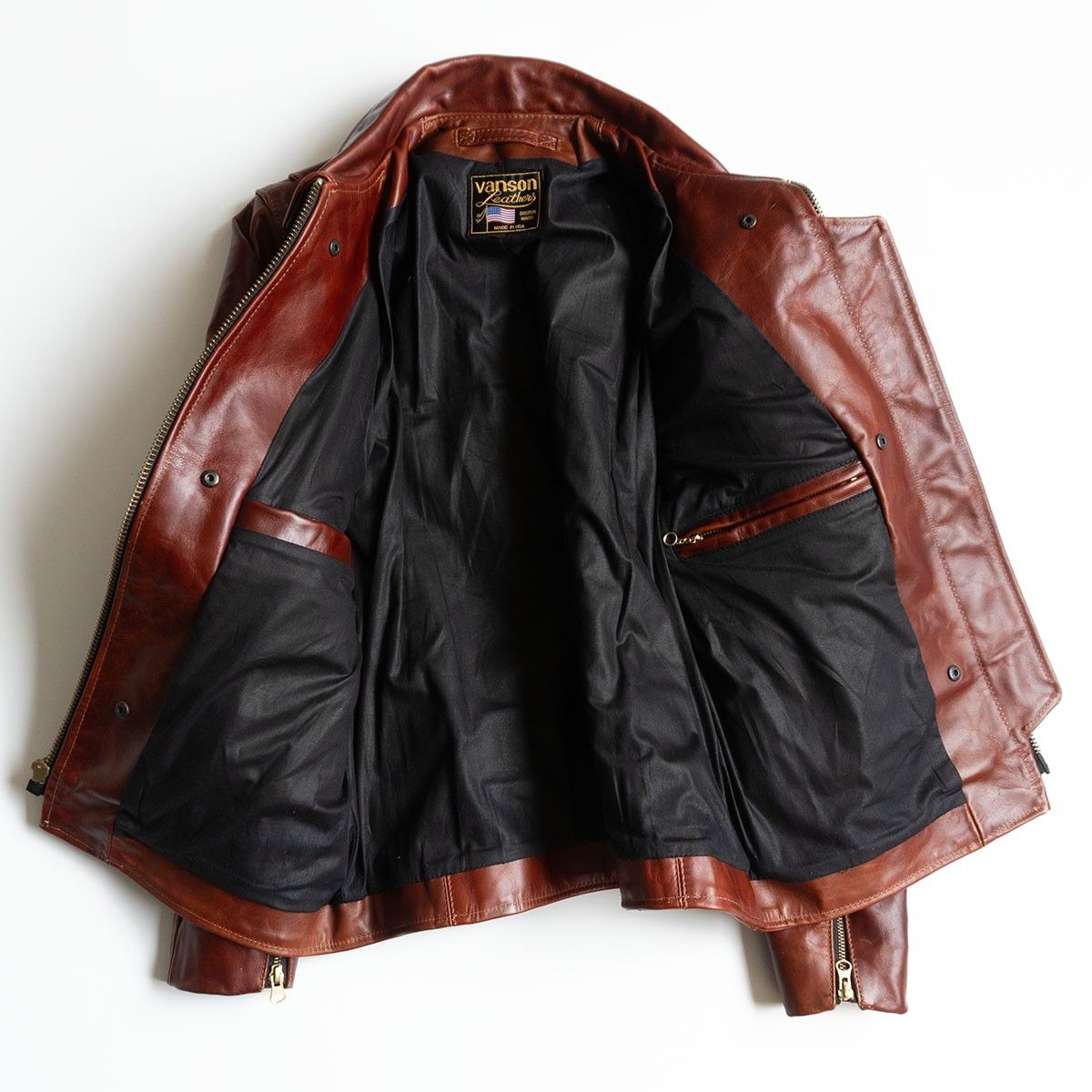 VANSONバンソン襟つきシングルライダースENF 40 vanson バンソン ENF