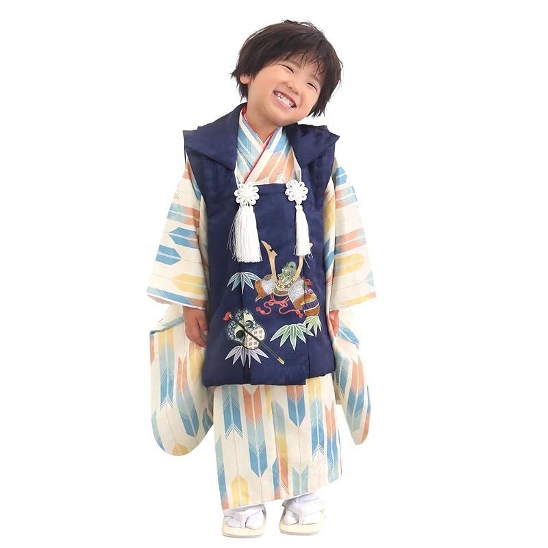 KYOETSU キョウエツ 七五三 3歳 着物 男の子 被布 フルセット しちごさん 9.淡色矢絣 90-100cm 1
